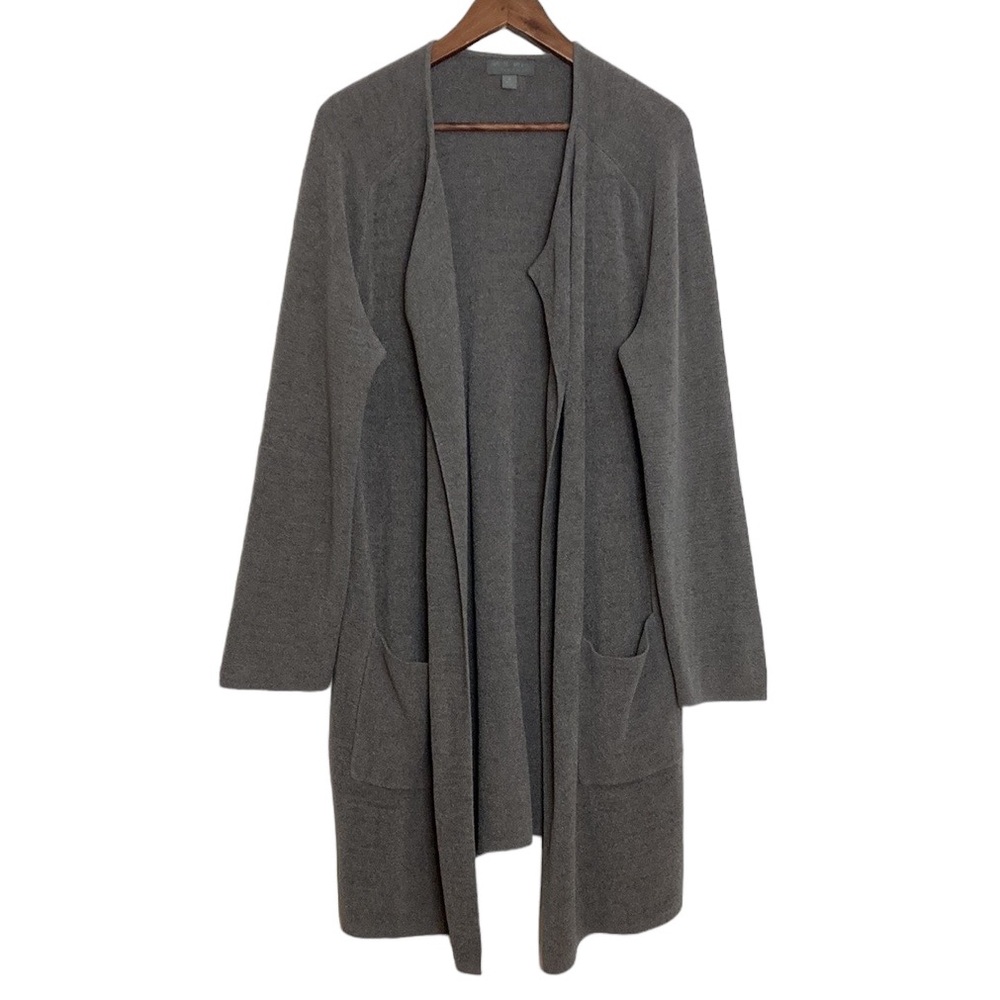 Barefoot Dreams Cardigan Womens Medium Gray CozyChic Wide Collar Sweater